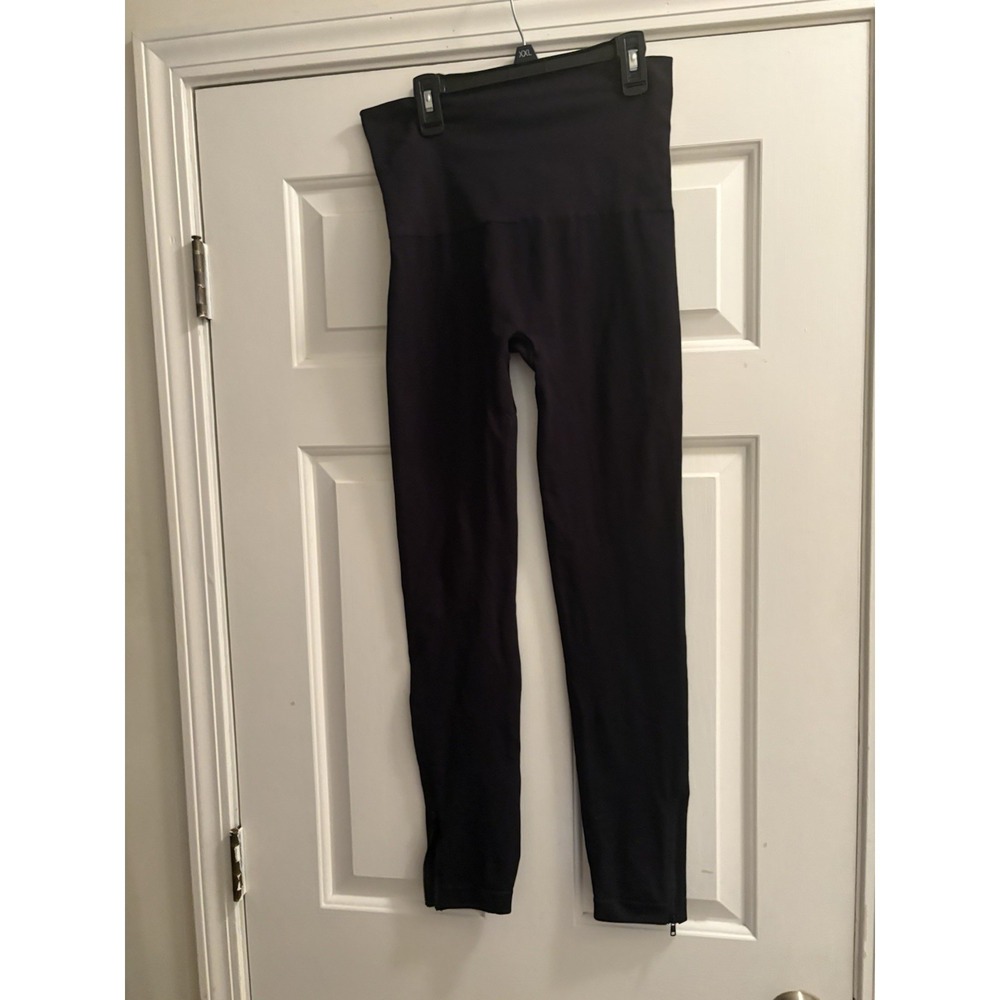 SPANX Black Leggings Women's XL Stretch Skinny Yoga Pants Shapewear Zip At Ankle